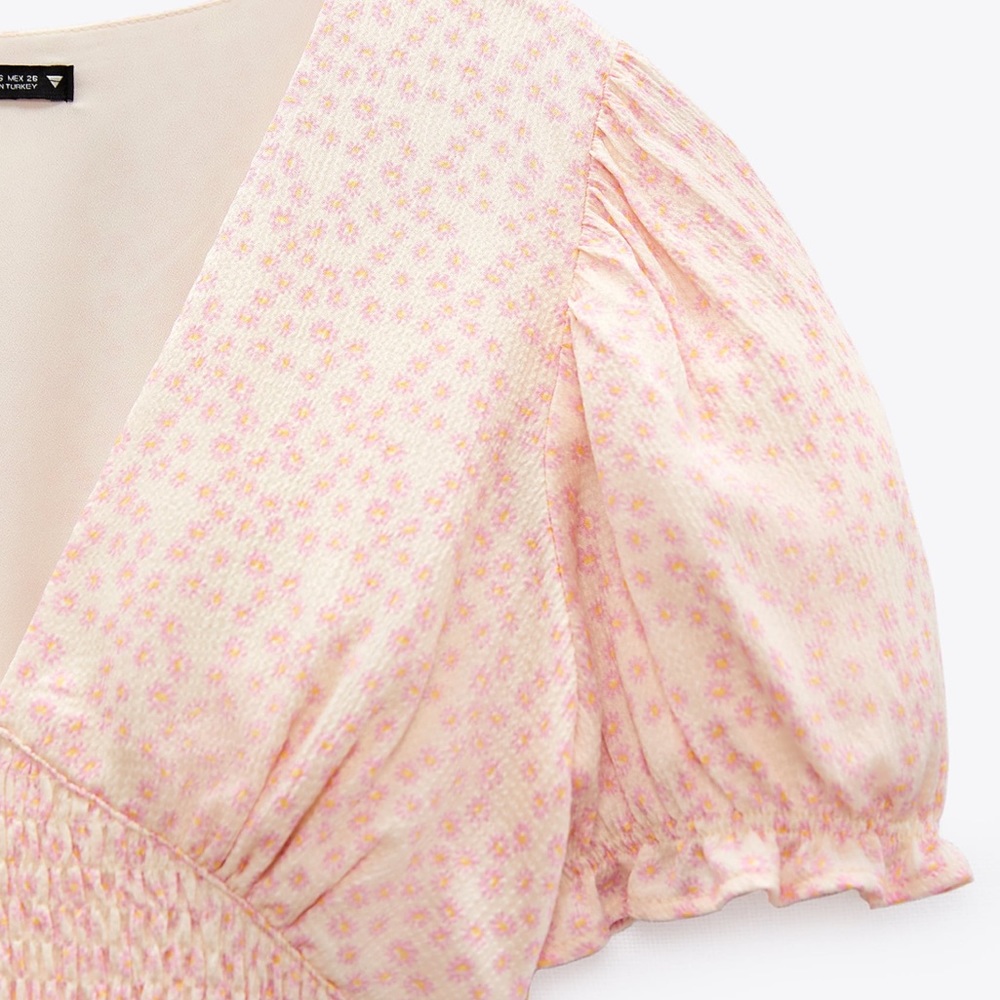 Zara Textured Printed Floral Mini Dress - Picture 8 of 9